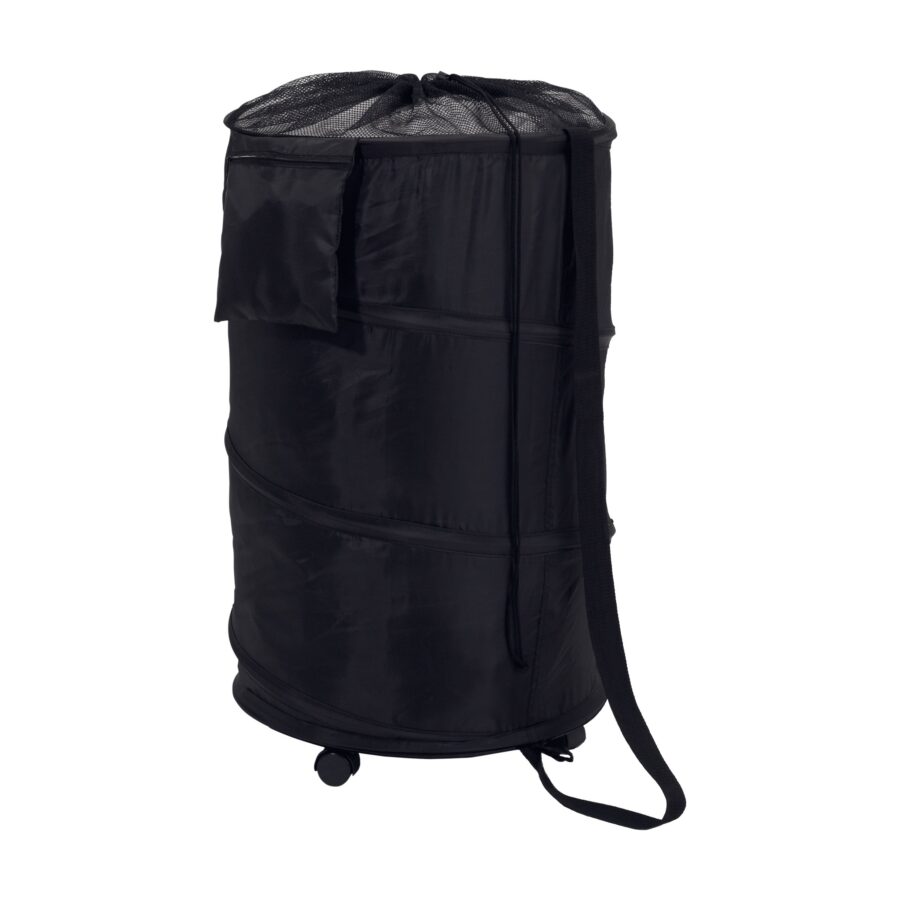 Black Pop-Up Laundry Hamper with Wheels